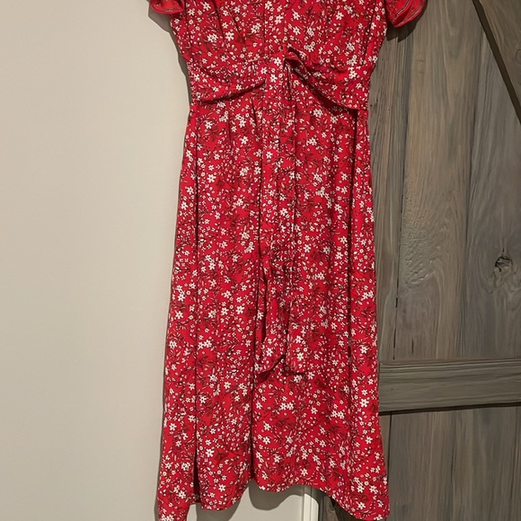 Max Studio women’s red floral tie midi dress small - Picture 3 of 6